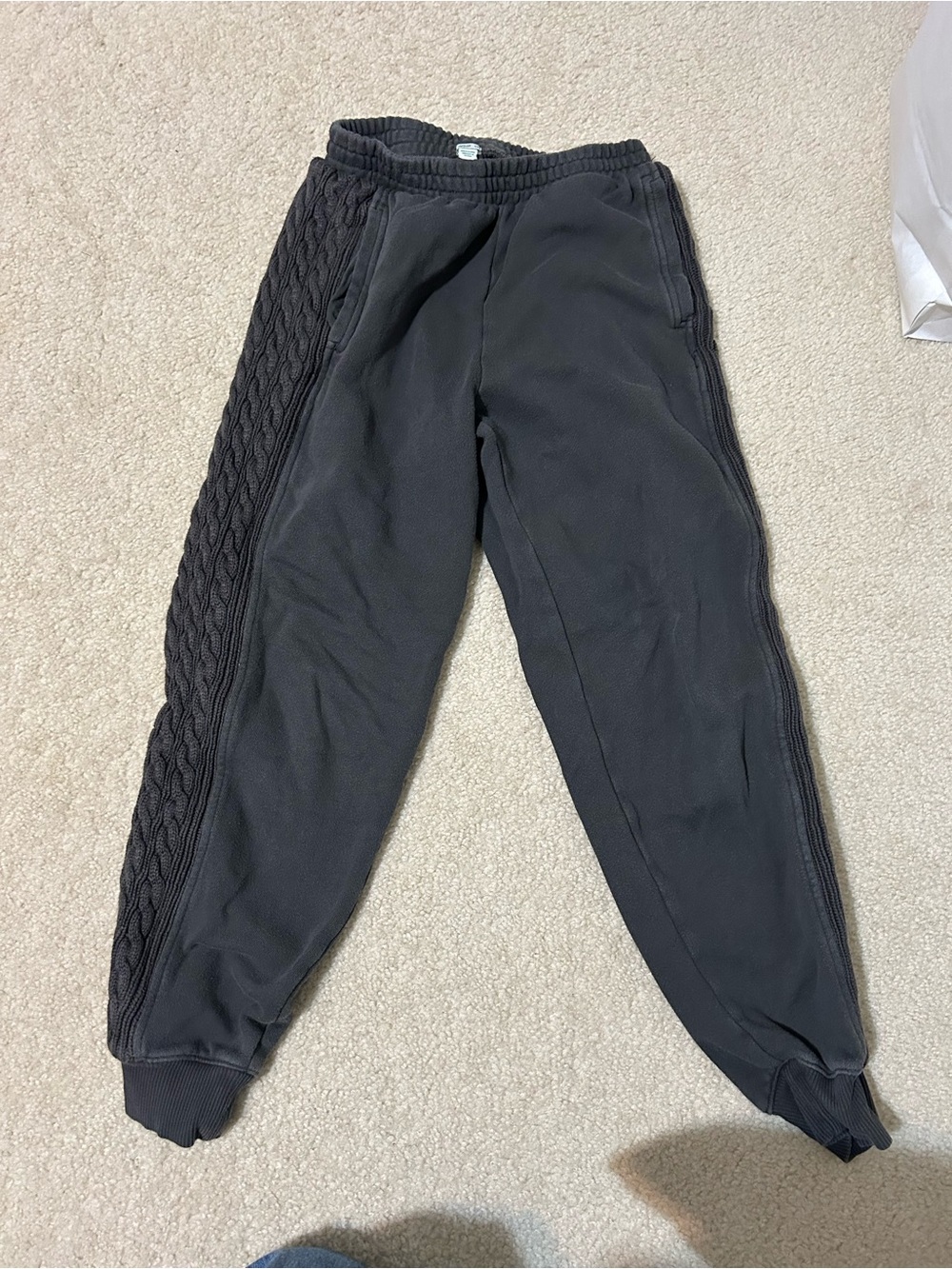Dark Gray Cuffed Sweatpants with Cable Side Detail